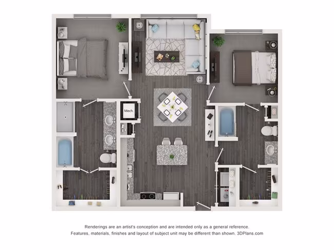 2 Beds • 2 Bath 5209 floor plan